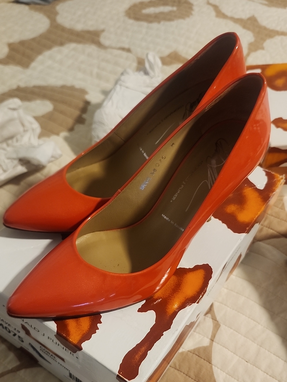 Donald J. Pliner Patent Pointed-Toe Pumps in Coral Color